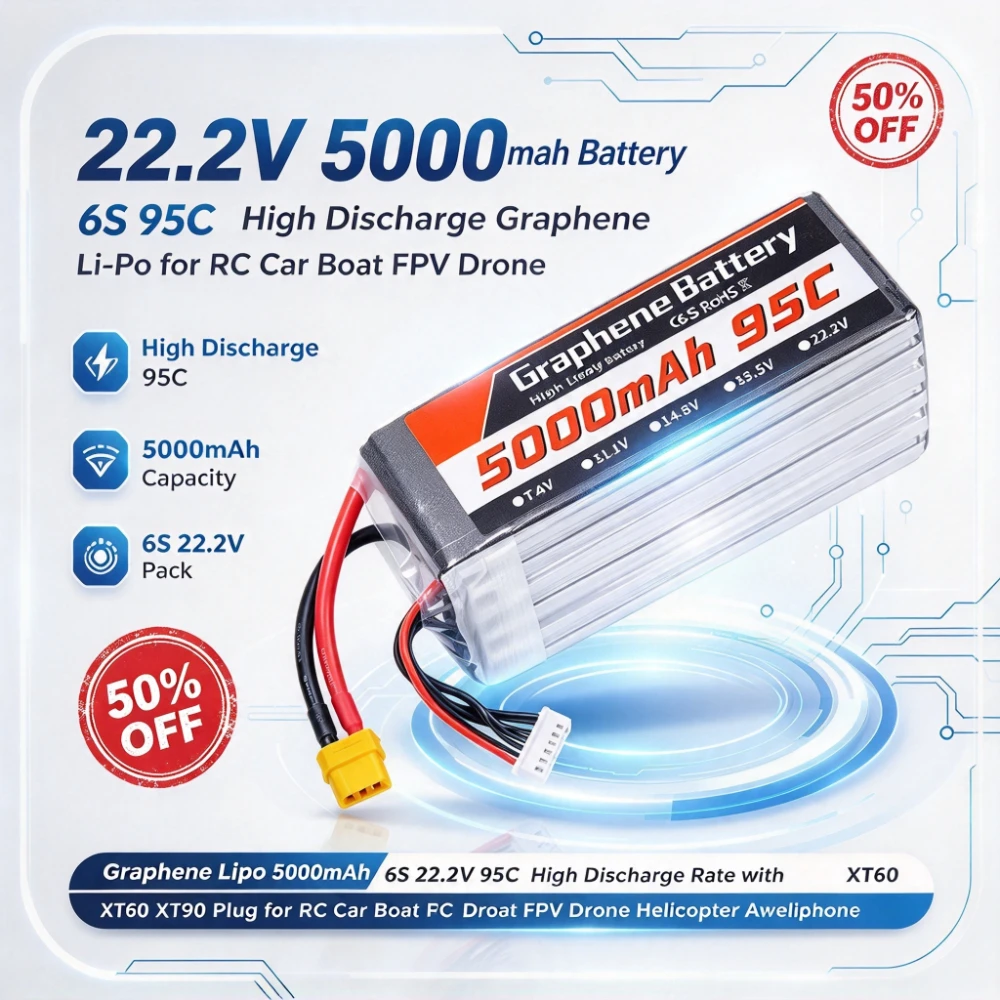 5000mAh 6S 22.2V 95C Graphene  - 6S Lipo Battery 22.2V 5000Mah ulasan dan harga